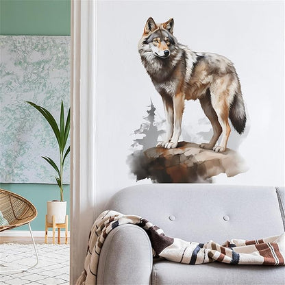 Waterproof Removable Vinyl PVC Wolf Safari Animal Wall Decal Wall Sticker for Nursery School Classroom Livingroom Bedroom Bathroom Decor Peel Stick Art Wallpaper Stickers,Room Decals