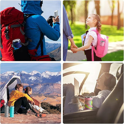 BeHeSo Collapsible Water Bottles with Silicone Brush - Straw Silicone Foldable Water Bottle Reusable Camping Cup Leak Proof Portable Travel Sport Water Bottle-500ml/17oz (Pink)