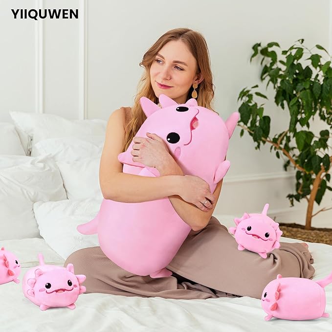 Axolotl Plush Cute Axolotl Stuffed Animal with 4 Baby Soft Pillow Valentine's Day, Birthday Gift for Girls Boys Kids Decor