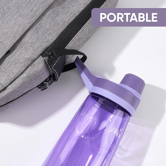 Kerilyn 32oz Water Bottle, Wide Mouth Plastic Water Bottles Chug Lid Sports Water Bottle, Reusable Water Bottle With Handle, Leak-Proof Clear Water Bottle for Travel, Fitness, Men, Women, Purple