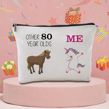 80th Birthday Gifts Women Travel Makeup Bag Funny Unicorn Gift Bag Other 80 Year Old Me Unicorn Best 80 Birthday Decorations for Her 80th Birthday Gift Ideas