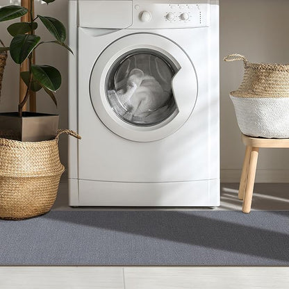 Machine Washable Modern Solid Design Non-Slip Rubberback 2x6 Traditional Runner Rug for Hallway, Kitchen, Bedroom, Living Room, 2'2" x 6', Gray