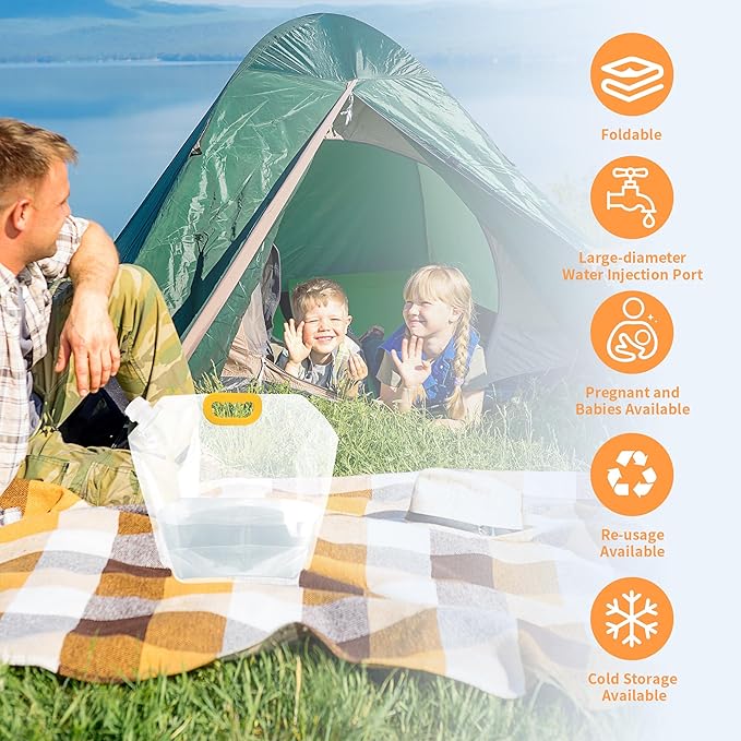 3Pack Collapsable Emergency Water Storage Bag, 2.6 Gallon No-Leak Freezable Camping Water Container Bag, BPA Free Food Grade Clear Plastic Storage Water Jug for Outdoor Sport Hiking Mountaineer