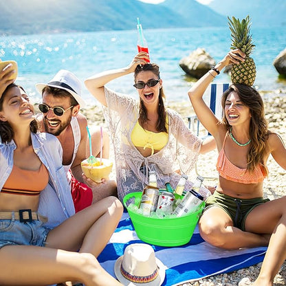 8Pcs Ice Bucket, Plastic Ice Buckets for Parties, Drink Buckets with Handles Beverage Buckets Oval Storage Plastic Tub for Wine Beer Champagne Bottles, 4.3Liter (Green)