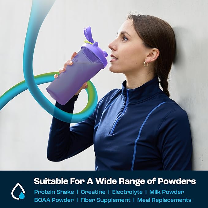 AQUAFIT Protein Shaker Bottle - Shaker Cups For Protein Shakes - Shaker Bottles For Protein Mixes, Protein Shaker Cup Bottle, Workout Shaker Bottle, Protein Shake Bottle, Mixer Bottle (Lilac)