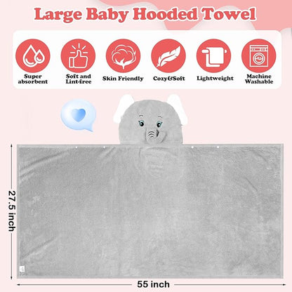 6 Pcs Hooded Towel for Kids Toddler Bath Towels 27.6" x 55" Large Kids Beach Towels for 3-10 Years Soft Pool Towel with Animal Hoods for Boy Girl