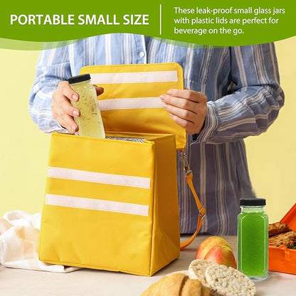 8 oz Glass Bottles with Lids 12Pack, 240ml Glass Bottles for Juicing, Water, Kombucha - Portable Glass Juice Bottles with Lids 8 oz (8fl.oz, Set of 12)