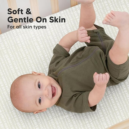 2-Pack Organic Crib Sheets for Boys, Girls - Jersey Fitted Crib Sheet, Baby Crib Sheets Neutral, Crib Mattress Sheet, Cotton Crib Sheets, Breathable Crib Sheet, Baby Mattress Sheets (Fleur)