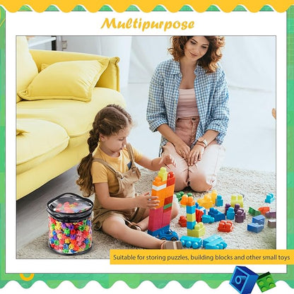 3 Packs Toy Storage Bags Transparent Clear PVC Storage Organizer with Zippered, Kids Waterproof Toy Bags for Board Games, Building Blocks, Puzzles and Small Toys (Black)