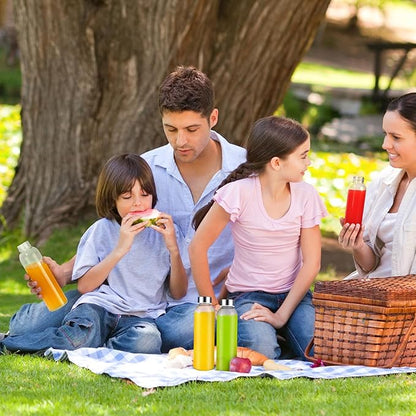 Glass Juice Bottles with Lids for Juicing 24 oz, Reusable Clear Glass Water Bottles with Stainless Steel Airtight Cap for Refrigerator, 100% Leak Proof, BPA Free, ECO Friendly, Set of 3
