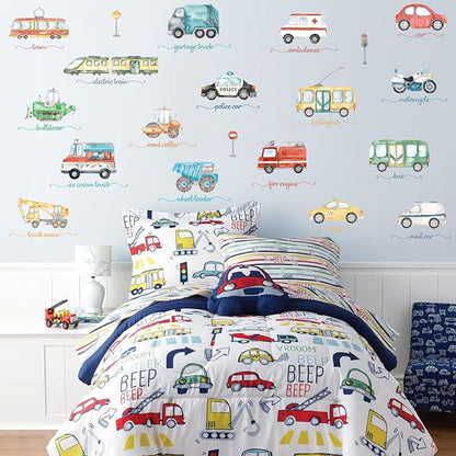 Wall Stickers Car for Boys Room Straight Roadway Wall Decals 38pcs Cartoon Cars Interior Stickers Toddler Travel Essentials for Car Trip Decalmile Vehicle Truck Stickers for Boy Bedroom Nursery