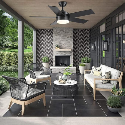 44 inch Black Ceiling Fan with Light Remote Control, LED Ceiling Fans with Lights, 3-Colors Temperatures Dimmable, Modern Ceiling Fan for Bedroom, Dining Room, Living Room