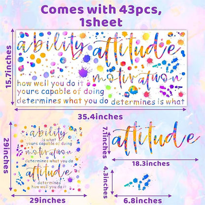 Inspirational Quotes Wall Decal Colorful Inspirational Wall Stickers Vinyl Motivational Phrases Stickers Removable Peel and Stick Wall Stickers for Nursery Classroom Kids Room Decor