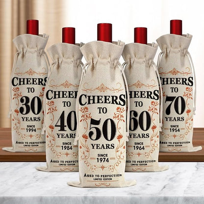 2Pcs 70th Birthday Gifts for Women Men Back in 1954 Birthday Gift 70 Years Old Gift Birthday Decoration Wine Bag Gift for Her Him Wine Gift Bag 70th Turning 70