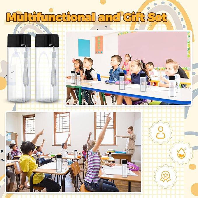 20 Pieces Water Bottle Bulk 17 oz Plastic Sports Water Bottles Reusable Leak Proof Portable Drink Bottles Large with Lid for Outdoor Fitness(Black)