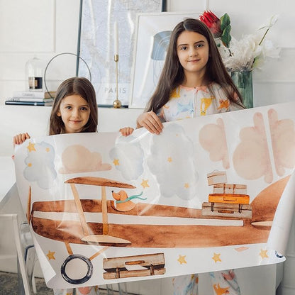 Large Airplane Wall Decals for Kids by Lipastick - 89 pcs Premium Kids Wall Stickers Aircrafts - Creative Nursery Wall Decal - Plane Vinyl Wall Decals for Baby Nursery Children Room Bedroom XXL Size