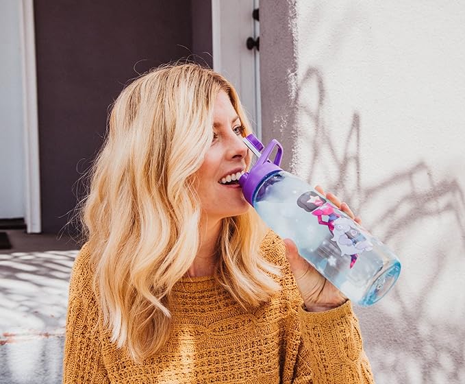 Steven Universe Characters Water Bottle With Screw-Top Handle Lid | BPA-Free Plastic Sports Jug | Holds 28 Ounces