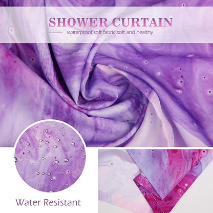 Aimego Stall Small Shower Curtain - Purple Pink Tie Dye Marble Lavender Abstract Modern Narrow Half Fabric Cloth Bath Shower Curtain Set for Bathroom Decor Accessories, 36"x72"