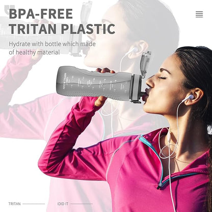 25oz Kids Sports Water Bottles for School with Spout Lid (Grey)