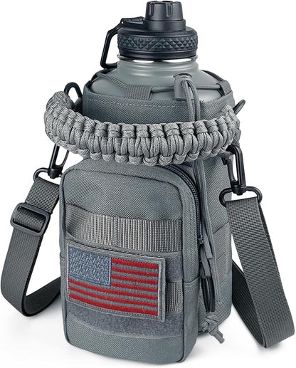 64 Oz Water Bottle with Sleeve - Half Gallon Insulated Water Jug with Handle - Stainless Steel Sports Bottle for Gym Workout Hiking Glacier Grey