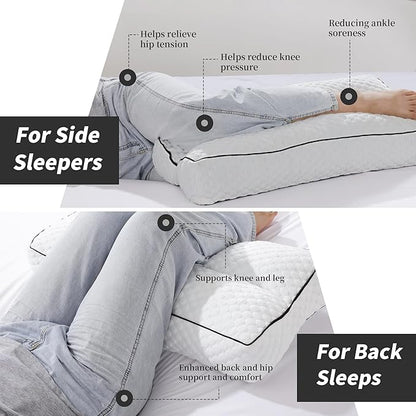 BALAPET Shredded Memory Foam Knee Pillow for Side Sleepers, Pillow Between Legs for Aligns Spine, Supportive Leg Pillow for Pregnancy Relieves Pressure Hip Leg Elevation, 6.5" Height