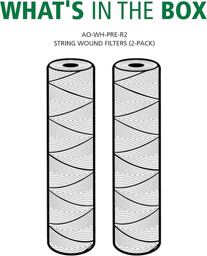 AO Smith 2.5"x10" 35 Micron Sediment Water Filter Replacement Cartridge - 2 Pack - For Whole House Filtration Systems - AO-WH-PRE-R2