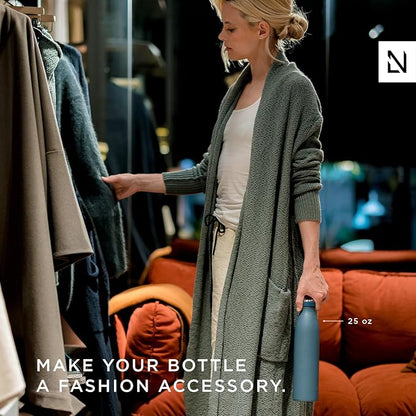 LARS NYSØM Stainless Steel Insulated XL Water Bottle 12oz 17oz 25oz 34oz 51oz | BPA-free Insulated Thermo Flask for Hot and Cold Beverages | Leakproof Large Drinking Bottle (Creamy Peach, 51oz)