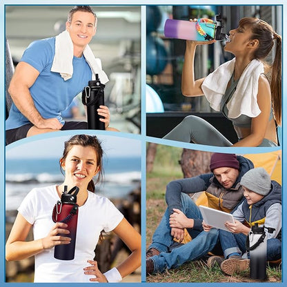 Insulated Water Bottle 40OZ - Cold-48h Hot-24h, Sweat-Proof, Large Stainless Water Bottle with Paracord Handle, Straw Spout Lid, Carrying Pouch & Protective Boot, Office Gym Flask Waterbottle