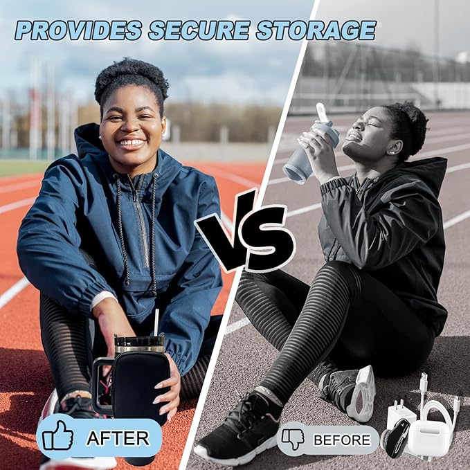 Water Bottle Pouch for Stanley Quencher Adventure 40oz & Stanley IceFlow 20oz 30oz,Tumbler Pouch with Pocket, for Keys, Wallet, Cards, Earphone,Compact, Versatile (Black)