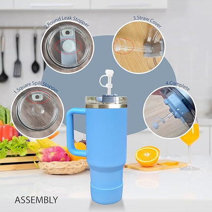 Silicone Spill Stopper Set of 3, Compatible with Stanley Cup 2.0 40oz/30oz, Proof Stopper For Stanley,Tumbler Accessories, Including 2 Straw Cover Caps, 2 Square Spill Stoppers, 2 Round Leak Stopper