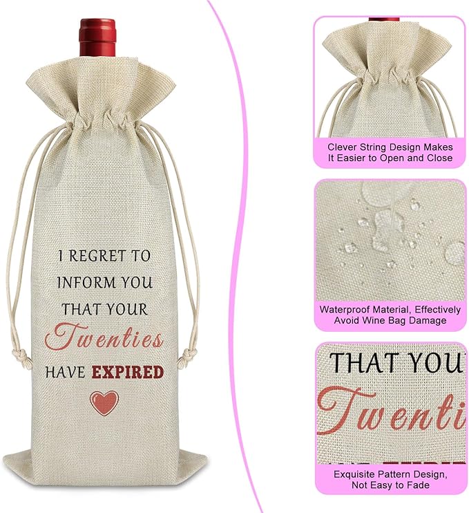 21st Birthday Gifts for Girls Boys Wine Bag 21st Birthday Gifts for Women Men Birthday Gift for Son Daughter 21 Year Old Gifts 21st Birthday Party Decors Cotton Burlap Wine Wrap Bag Turning 21 Gift