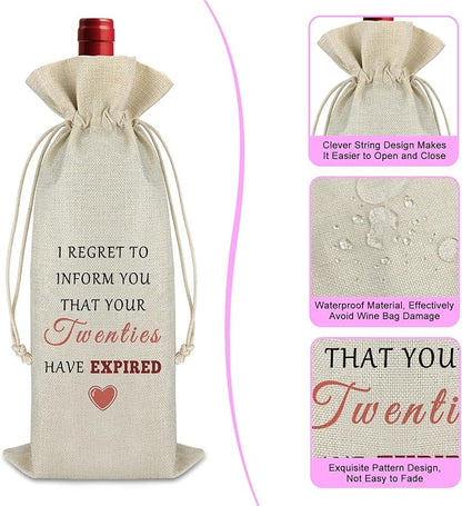 21st Birthday Gifts for Girls Boys Wine Bag 21st Birthday Gifts for Women Men Birthday Gift for Son Daughter 21 Year Old Gifts 21st Birthday Party Decors Cotton Burlap Wine Wrap Bag Turning 21 Gift