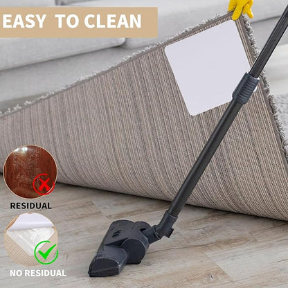 4 Pcs Rug Gripper for Hardwood Floors, Non Slip Rug Pads for Tiles, Double Sided Anti Slip Rug Grips, Rug Stickers for Wood Floor, Prevent Curling for Rug