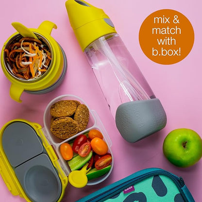 b.box 20oz Tritan Straw Bottle | Large, Modern Water Bottle with Flip Straw for Kids | Spill Proof, BPA Free (Lemon Sherbet, 20 oz)