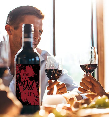 24Pcs Graduation Gift Wine Labels Congrats Grad Wine Bottle Stickers Graduation Party Waterproof Wine Bottle Decoration Cover for College Congrats Graduation Party Decorations, 4 Design