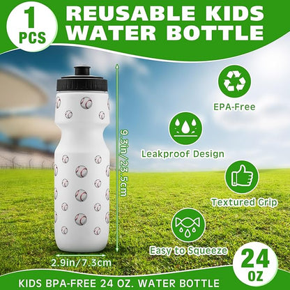 2 Pcs Baseball Party Favors Sports Drawstring Bag 24 oz Baseball Reusable Water Bottles Sports Water Bottle for Sporting Cycling Working Traveling Gym Outdoor