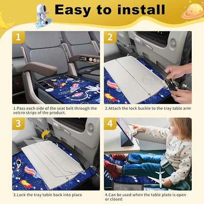 Airplane seat Extender for Kids，Airplane Bed for Toddler,Toddler Airplane Travel Essentials-Portable Toddler Travel Plane Bed, Toddler Airplane Bed Must Haves for Kids Baby