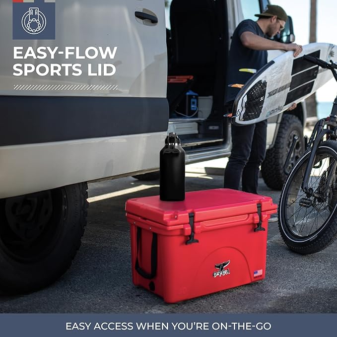 ORCA Hydra 66oz | Insulated, Stainless Steel Water Bottle with Powder Coat Finish & Silicone Grip Whale Tale Handle, Dishwasher Safe Sports Bottle — Blaze Orange