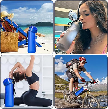 Air Water Bottle,750ML Scent Water Cup with 3 Flavour Pods,Leak Proof Sports Water Cup with Straw Suitable for Outdoor Sports,Gifts From Friends, Birthday Gifts (New Blue + 3pods)