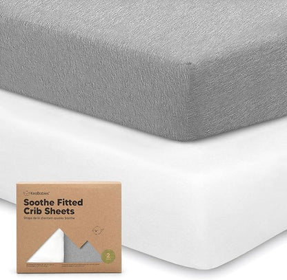 2-Pack Organic Crib Sheets for Boys, Girls - Jersey Fitted Crib Sheet, Baby Crib Sheets Neutral, Crib Mattress Sheet, Cotton Crib Sheets, Breathable Crib Sheet, Baby Mattress Sheets (Cloud)