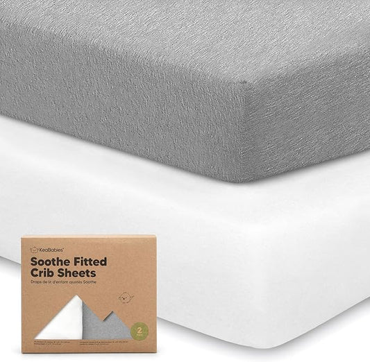 2-Pack Organic Crib Sheets for Boys, Girls - Jersey Fitted Crib Sheet, Baby Crib Sheets Neutral, Crib Mattress Sheet, Cotton Crib Sheets, Breathable Crib Sheet, Baby Mattress Sheets (Cloud)