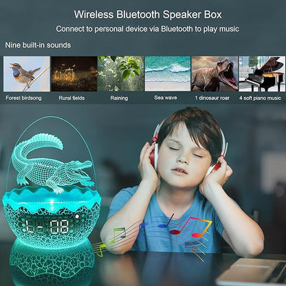 Alligator Egg Night Light for Bedroom, Remote Control & White Noise Bluetooth Speaker, 14 Colors LED Night Lights for Kids Room, Best Gift & Decoration for Children's and Adults' Bedroom