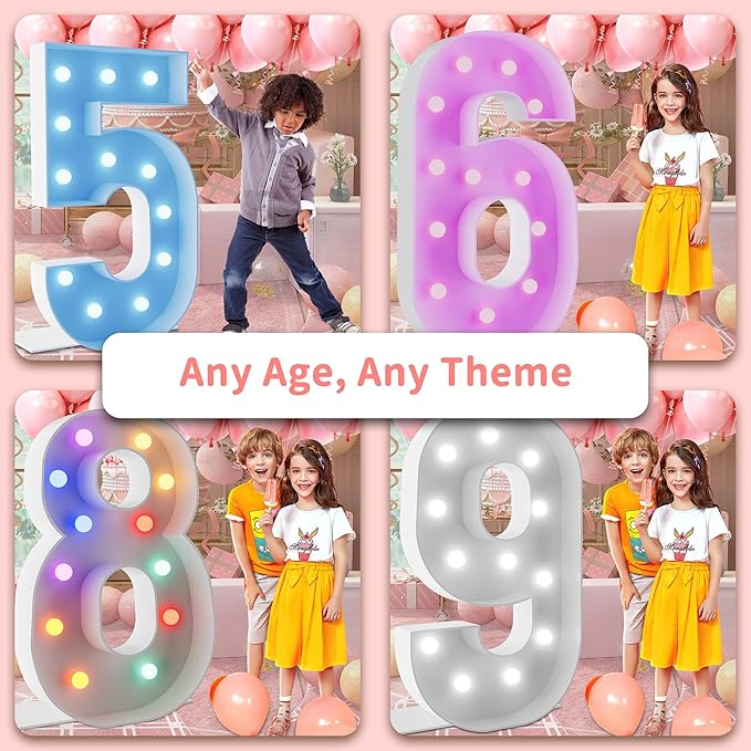 4FT Marquee Light Up Numbers Marquee Numbers 24, Choose Your Color, Including Cool White & Colorful, NO Glue Gun Needed, 2024 Graduation Decorations