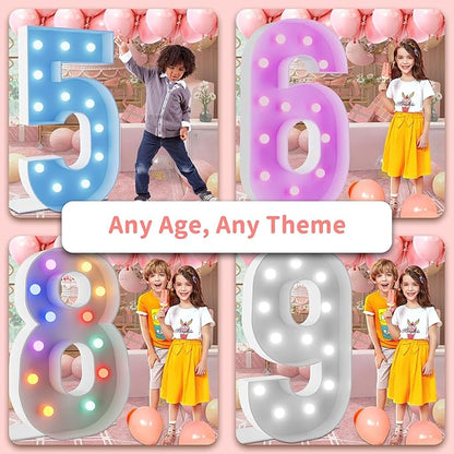 4FT Marquee Light Up Numbers Marquee Numbers 0, Choose Your Color, NO Glue Gun Needed, Anniversary Birthday Decorations for Her & Him