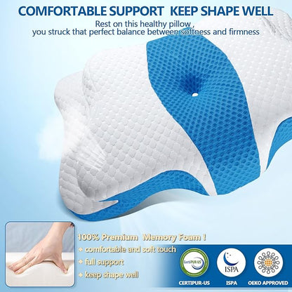 5X Pain Relief Cervical Pillow for Neck and Shoulder Support,Hollow Design Cervical Memory Foam Pillows, Orthopedic Ergonomic Neck Pillow,Contour Bed Pillow for Side,Back,Stomach Sleeper…