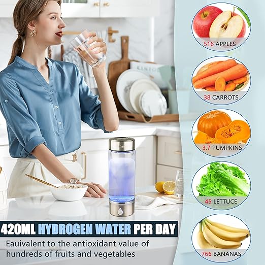 2024 Hydrogen Water Bottle Generator with 3-Minute Rapid Electrolysis Portable Hydrogen Rich Water Maker with PEM & SPE Technology Ionized Water Generator for Enhancing Water Quality