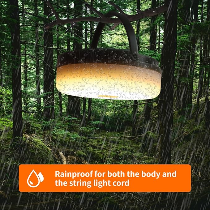 Solar Camping String Lights, 2 in 1 Solar Battery String Light Lantern Waterproof 39.4ft 8 Modes, Solar String Lights for Camping 3600mAh Rechargeable String Lights