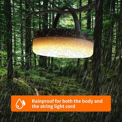 Solar Camping String Lights, 2 in 1 Solar Battery String Light Lantern Waterproof 39.4ft 8 Modes, Solar String Lights for Camping 3600mAh Rechargeable String Lights