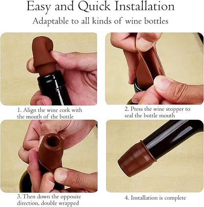 6 Pcs Silicone Wine Stopper, Reusable Wine Stoppers, Wine Bottle Cover Caps to Keep Wine Fresh, for Wine Bottles Beer Beverage Champagne Bottle Sealer