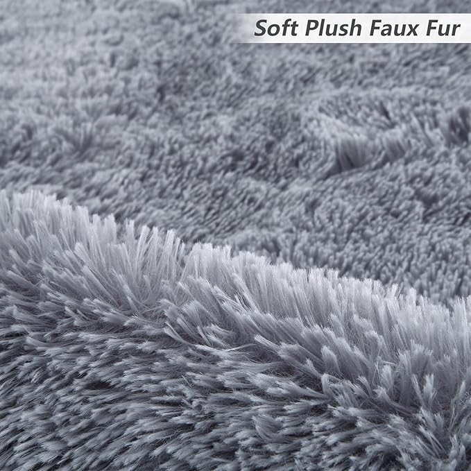 Indoor Door Mat,Soft Fluffy Bedroom Area Rug Plush Fuzzy Living Room Carpet Solid Faux Fur Nursery Room Floorcover Non Slip Non-Shed Small Throw Rugs for Dining Room Kitchen,Grey,2'7" x 4'11"